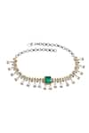 Shop_Sangeeta Boochra_Green Emerald Stone Regal Radiance Embellished Necklace _at_Aza_Fashions