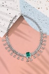 Buy_Sangeeta Boochra_Green Emerald Stone Luxe Embellished Necklace _at_Aza_Fashions