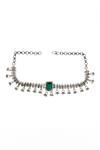 Shop_Sangeeta Boochra_Green Emerald Stone Luxe Embellished Necklace _at_Aza_Fashions