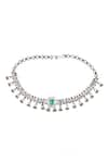 Sangeeta Boochra_Green Emerald Stone Luxe Embellished Necklace _Online_at_Aza_Fashions