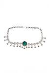 Shop_Sangeeta Boochra_Green Emerald Stone Regal Radiance Embellished Necklace _at_Aza_Fashions