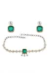 Shop_Sangeeta Boochra_Green Emerald Stone Royal Elegance Embellished Necklace Set _at_Aza_Fashions