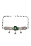 Shop_Sangeeta Boochra_Green Emerald Stone Majestic Glow Embellished Choker _at_Aza_Fashions