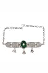 Shop_Sangeeta Boochra_Green Emerald Stone Majestic Glow Embellished Choker _at_Aza_Fashions