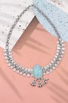 Buy_Sangeeta Boochra_Blue Hydro Stone Graceful Adornment Embellished Necklace _at_Aza_Fashions