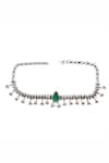 Shop_Sangeeta Boochra_Green Emerald Stone Majestic Glow Tear Drop Embellished Necklace _at_Aza_Fashions