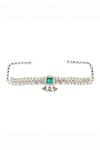 Sangeeta Boochra_Green Emerald Stone Majestic Charm Square Motif Carved Choker Set _Online_at_Aza_Fashions