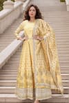 Buy_Samyukta Singhania_Yellow Doll Silk Print Floral Round Flower Butti Anarkali With Dupatta _at_Aza_Fashions