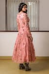 Shop_Rimple Agrawal_Pink Net Embroidered 3d Floral Round Midi Dress _at_Aza_Fashions