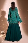 Shop_Rimple Agrawal_Green Blazer Liquid Silk Embroidered Bead Blouse Round Solid Lehenga Set With _at_Aza_Fashions