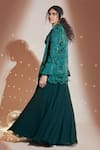 Buy_Rimple Agrawal_Green Blazer Liquid Silk Embroidered Bead Blouse Round Solid Lehenga Set With _Online_at_Aza_Fashions