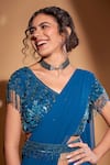 Buy_Rimple Agrawal_Blue Pre-draped Saree Georgette Embroidery Tassels Floral With Blouse For Kids_Online_at_Aza_Fashions