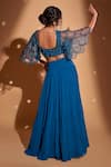 Shop_Rimple Agrawal_Blue Net Embroidery Beads Round Tassels Blouse With Skirt _at_Aza_Fashions