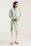 Buy_Blushing Couture by shafali_Blue Cotton Printed Carnival Kurta And Pant Set _at_Aza_Fashions