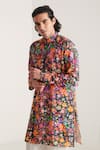 Buy_Blushing Couture by shafali_Green Cotton Printed Floral Kurta And Pyjama Set _Online_at_Aza_Fashions