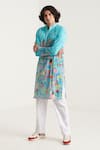 Buy_Blushing Couture by shafali_Blue Cotton Printed Bohemian Kurta And Pyjama Set _at_Aza_Fashions