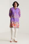 Buy_Blushing Couture by shafali_Purple Cotton Printed Carnival Kurta And Pyjama Set _at_Aza_Fashions