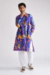 Buy_Blushing Couture by shafali_Purple Cotton Printed Floral Kurta And Pant Set _at_Aza_Fashions