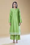 Samyukta Singhania_Green Kurta And Pant Pure Chanderi Embroidered Gotta Patti Round Sequin Set _Online_at_Aza_Fashions