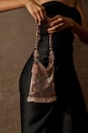 Buy_Tarun Tahiliani_Rose Gold Tumble Beads Chainmail Sheet Handle Bag _at_Aza_Fashions