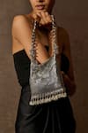 Buy_Tarun Tahiliani_Silver Tumble Beads Chainmail Sheet Graded Handle Bag _at_Aza_Fashions