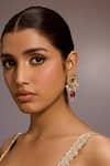 Buy_Tarun Tahiliani_Red Zircon Stone Embellished Drop Earrings _Online_at_Aza_Fashions