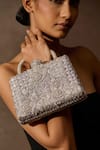 Buy_Tarun Tahiliani_Silver Floral Garden Of Eden Embroidered Clutch Bag _at_Aza_Fashions