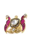 Buy_Curio Cottage_Pink Gemstone Twin Peacock Shaped Ring _Online_at_Aza_Fashions