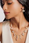 Buy_Curio Cottage_Gold Plated Kundan Everbloom Embellished Charm Necklace Set _at_Aza_Fashions