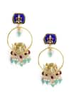 Curio Cottage_Gold Plated Stone Tusker Motif Chandbali Earrings _Online_at_Aza_Fashions