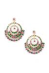 Curio Cottage_Multi Color Stones, Zari Spring Jadau Chandbalis _Online_at_Aza_Fashions