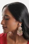 Buy_Curio Cottage_Pink Kundan Spring Enamel Dangler Earrings _at_Aza_Fashions