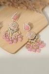 Shop_Curio Cottage_Pink Kundan Spring Enamel Dangler Earrings _at_Aza_Fashions