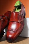 Buy_Fellmonger_Brown Mirror Glossed Patina Monk Strap Shoes _at_Aza_Fashions