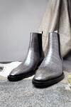 Buy_Fellmonger_Silver Textured Chelsea Boots _at_Aza_Fashions