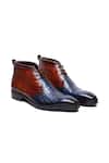 Fellmonger_Blue Textured Color Block Chukka Boots _Online_at_Aza_Fashions