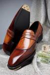 Buy_Fellmonger_Brown Mirror Glossed Two Tone Penny Loafers _at_Aza_Fashions