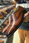 Fellmonger_Brown Mirror Glossed Oxford Leather Shoes _Online_at_Aza_Fashions