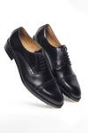 Shop_Fellmonger_Black Plain Leather Semi Brogue Captoe Derby 