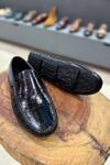 Shop_Fellmonger_Black Textured Leather Croco Loafers _Online_at_Aza_Fashions