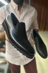 Buy_Fellmonger_Black Textured Leather Milled Loafers _at_Aza_Fashions