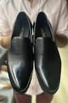 Shop_Fellmonger_Black Textured Leather Milled Loafers _at_Aza_Fashions