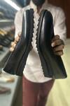 Fellmonger_Black Textured Leather Milled Loafers _at_Aza_Fashions