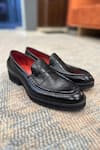Buy_Fellmonger_Black Plain Leather Milled Penny Moccasin Loafers _at_Aza_Fashions