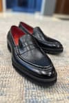 Shop_Fellmonger_Black Plain Leather Milled Penny Moccasin Loafers _at_Aza_Fashions