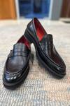 Shop_Fellmonger_Black Plain Leather Milled Penny Moccasin Loafers _Online_at_Aza_Fashions
