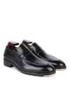 FELLMONGER_Black Plain Leather Penny Loafers _at_Aza_Fashions