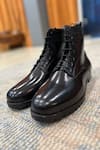 Buy_FELLMONGER_Black Plain Leather Boots _at_Aza_Fashions