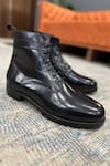 Shop_FELLMONGER_Black Plain Leather Boots _at_Aza_Fashions