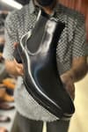 FELLMONGER_Black Plain Leather Chelsea Boots _at_Aza_Fashions